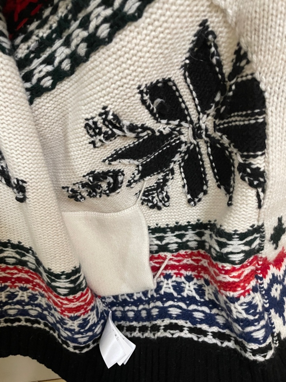Polo by Ralph Lauren Black, White, Red & Navy Fair Isle Shawl Cardigan - Picture 11 of 16